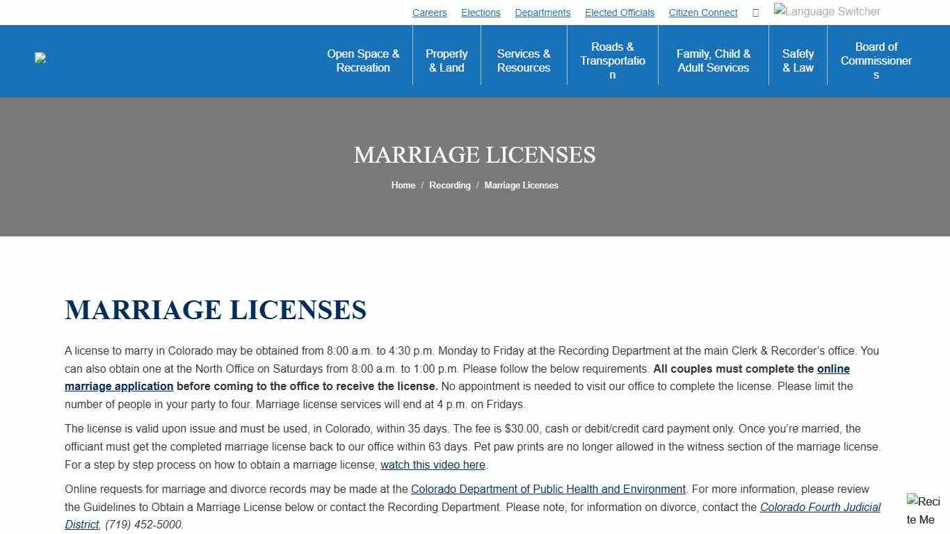 Marriage Licenses - El Paso County Clerk and Recorder